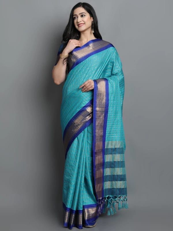 Heavy Rich Cotton Silk Saree with Jacquard Weaving and Rich Heavy Border