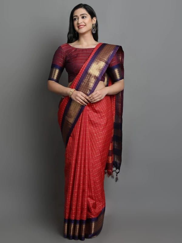 Heavy Rich Cotton Silk Saree with Jacquard Weaving and Rich Heavy Border