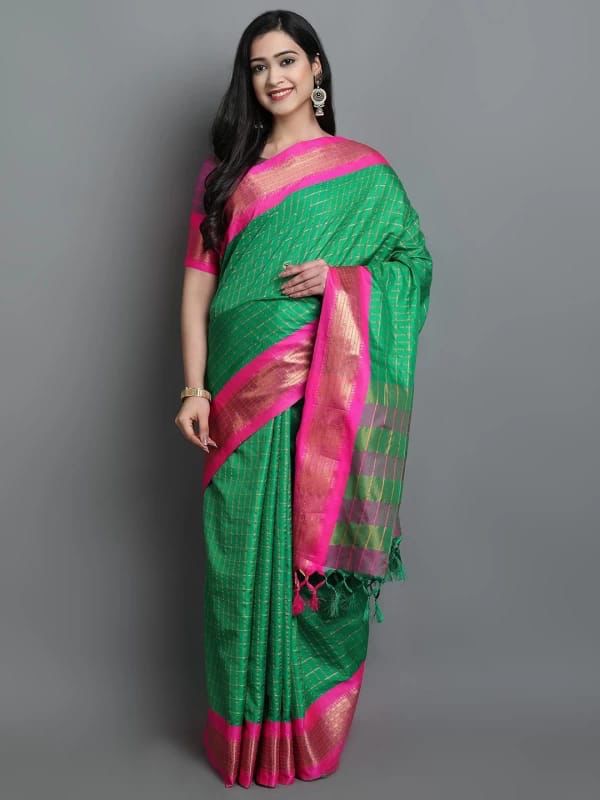 Heavy Rich Cotton Silk Saree with Jacquard Weaving and Rich Heavy Border