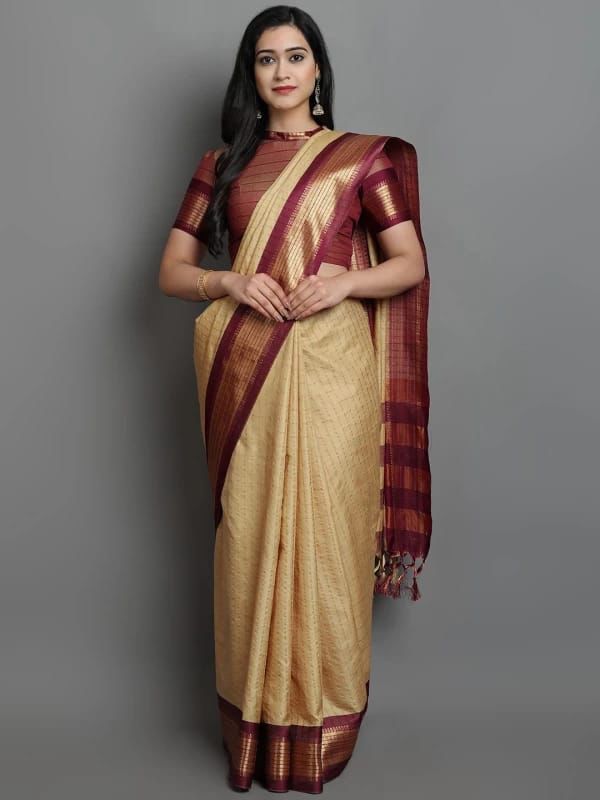 Heavy Rich Cotton Silk Saree with Jacquard Weaving and Rich Heavy Border