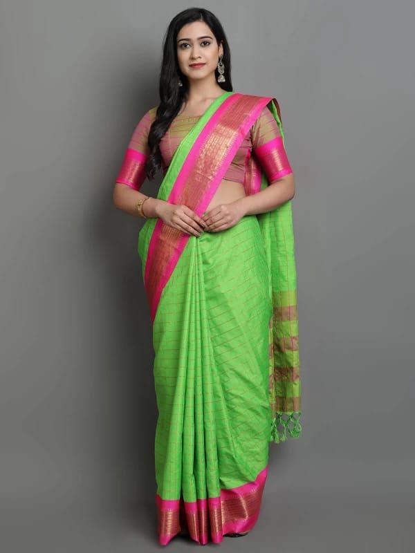 Heavy Rich Cotton Silk Saree with Jacquard Weaving and Rich Heavy Border