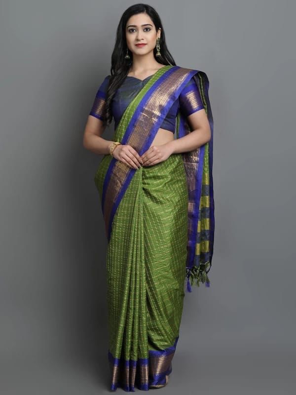 Heavy Rich Cotton Silk Saree with Jacquard Weaving and Rich Heavy Border