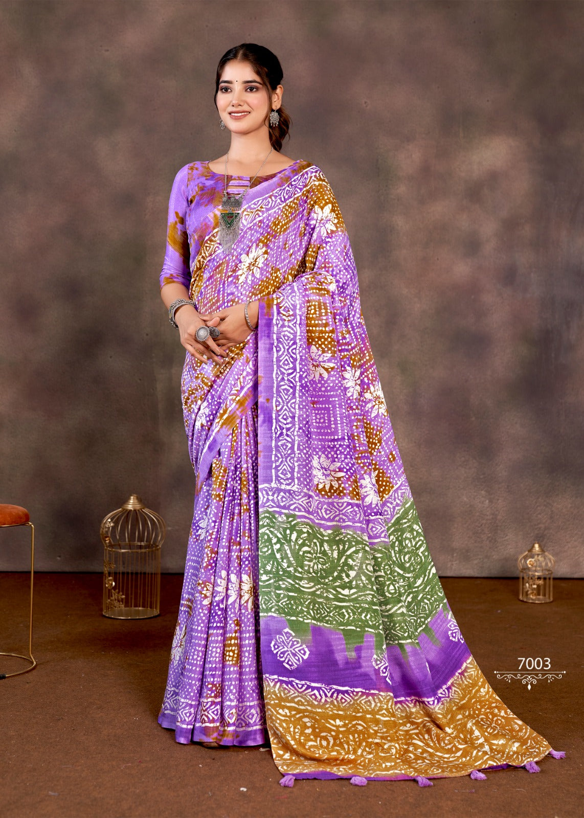 Soft Cotton Collam Patta Saree