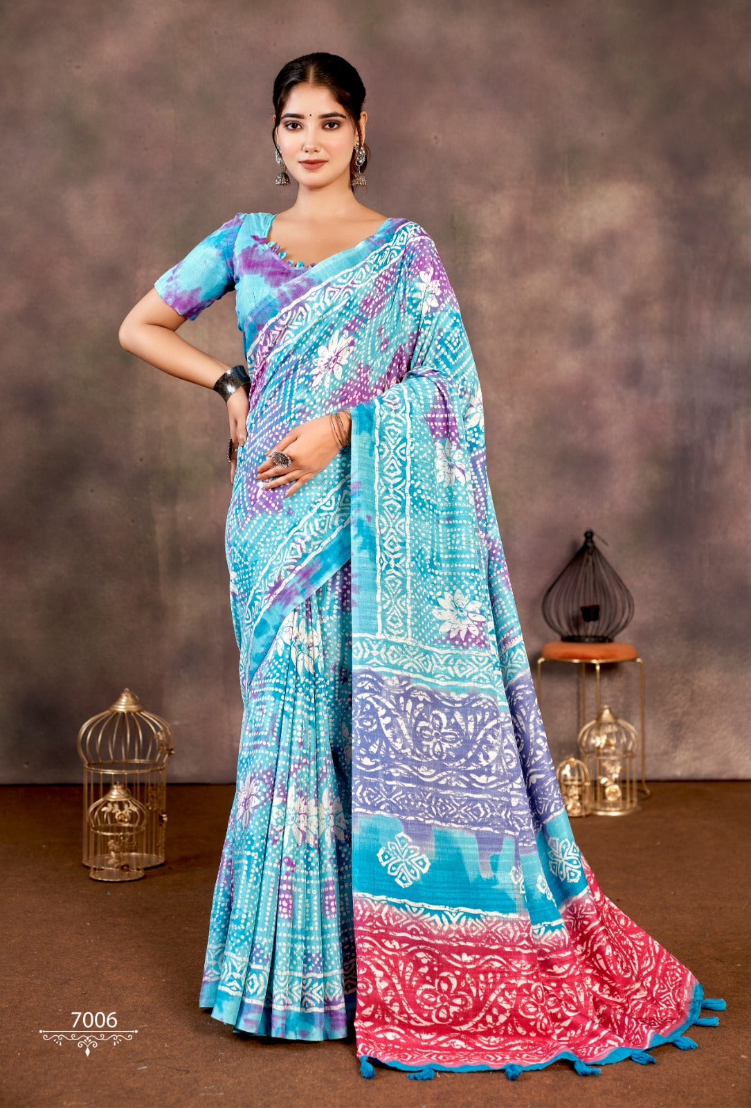 Soft Cotton Collam Patta Saree