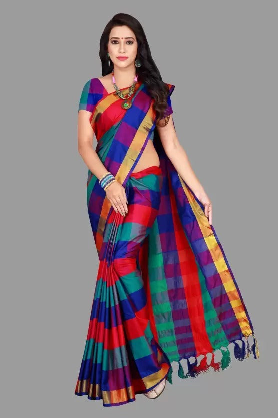 Upada Silk Saree with Elegant Jhalar and Matching Blouse