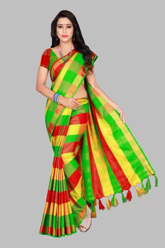 Upada Silk Saree with Elegant Jhalar and Matching Blouse