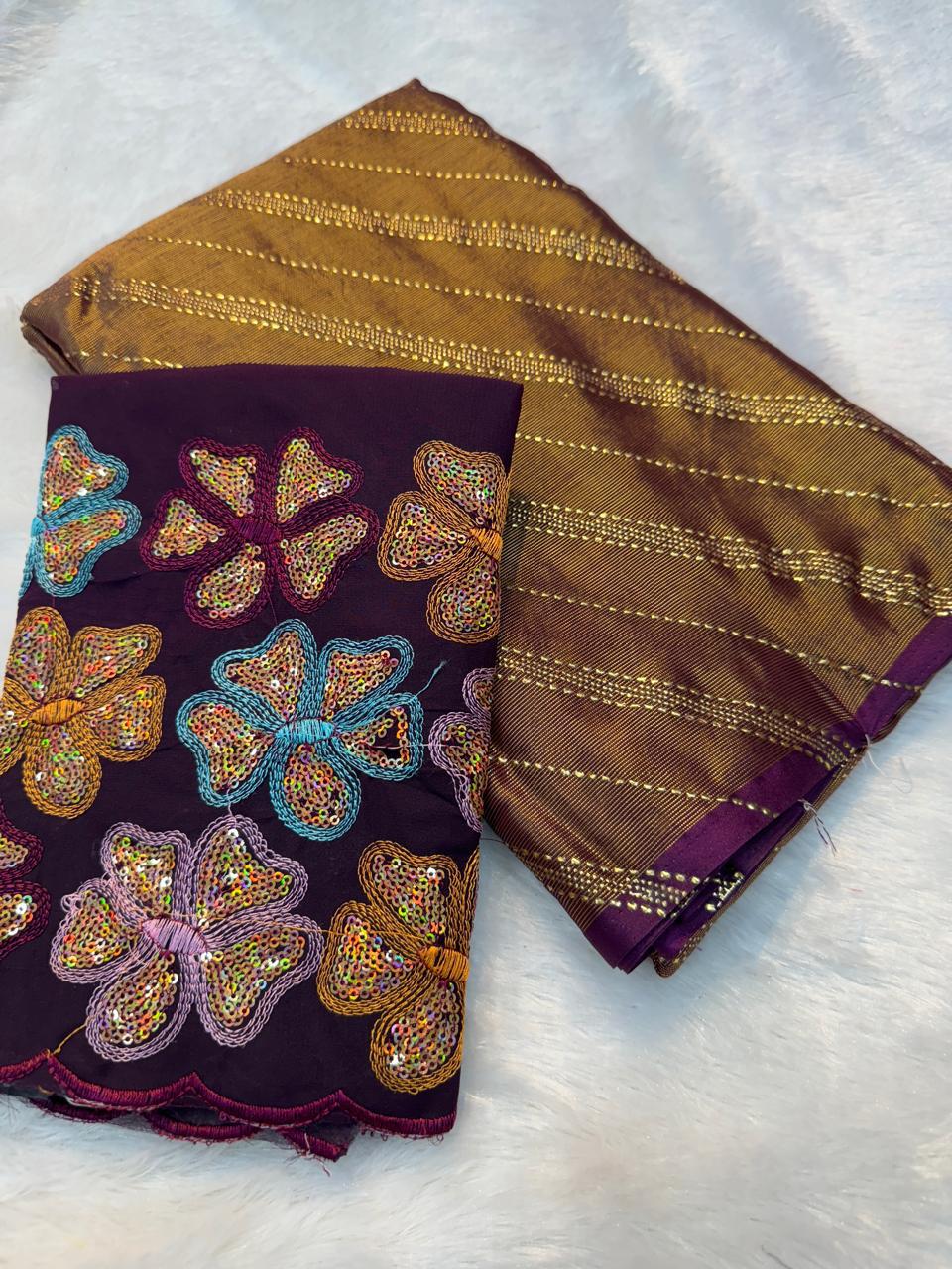 Heavy Silk Saree in Beautiful Dusty Range with Embroidered Blouse