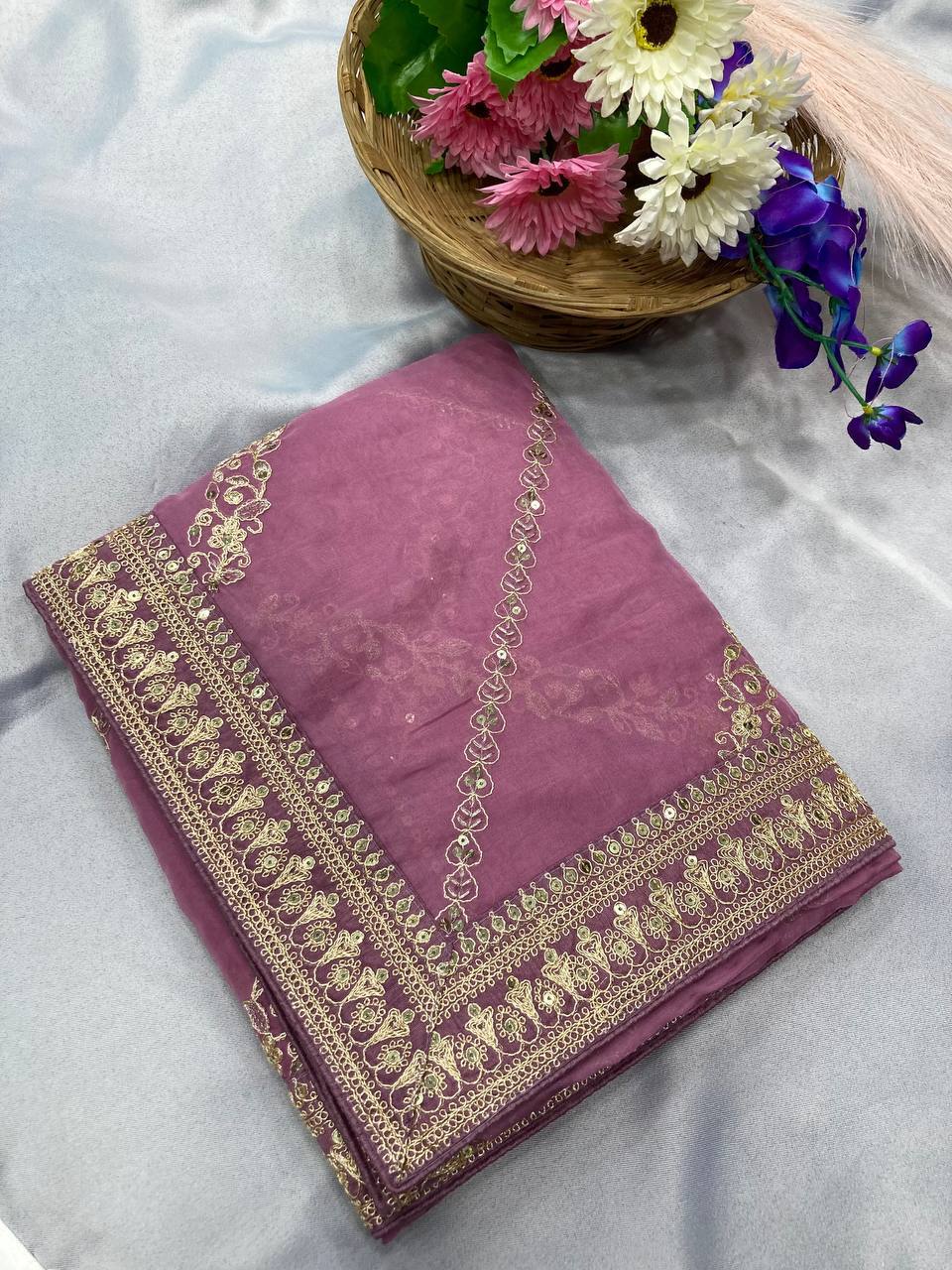 Elegant Wedding Saree in Premium Soft Taby Silk