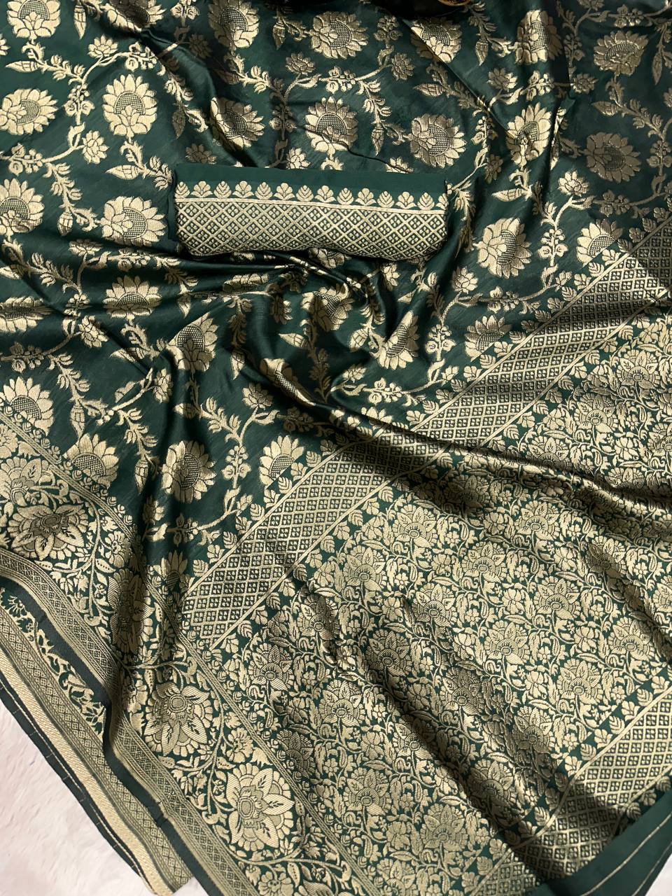 Luxurious Lichi Silk, known for its soft texture and beautiful drape