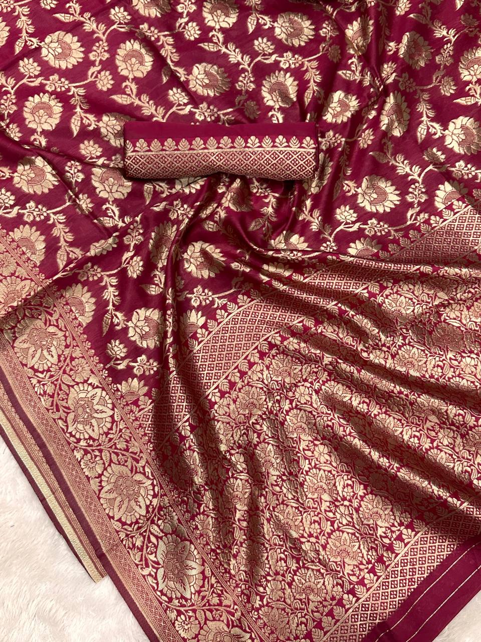 Luxurious Lichi Silk, known for its soft texture and beautiful drape