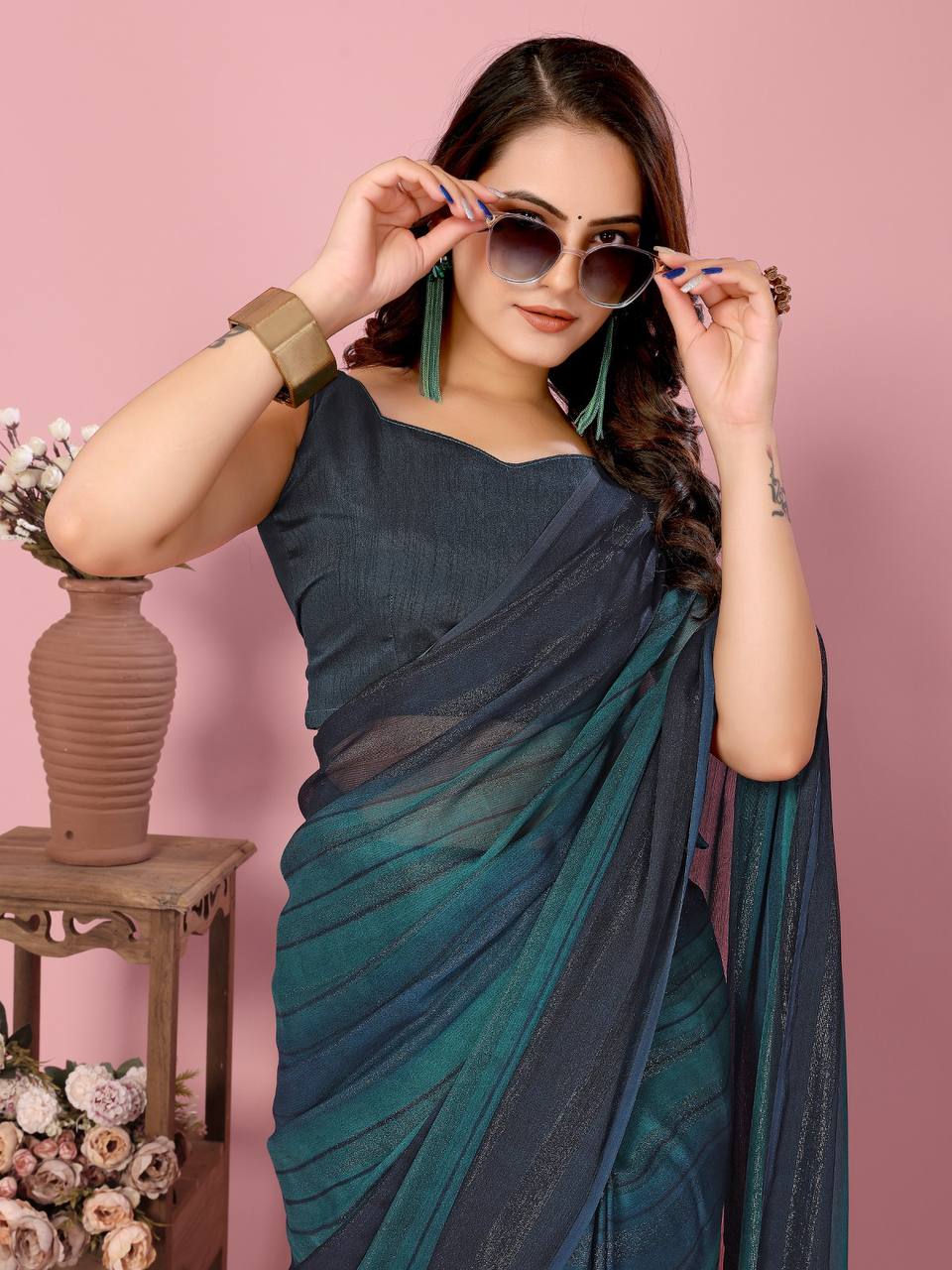 Dubai Ready-to-Wear Sarees - Rangoli Zari Silk