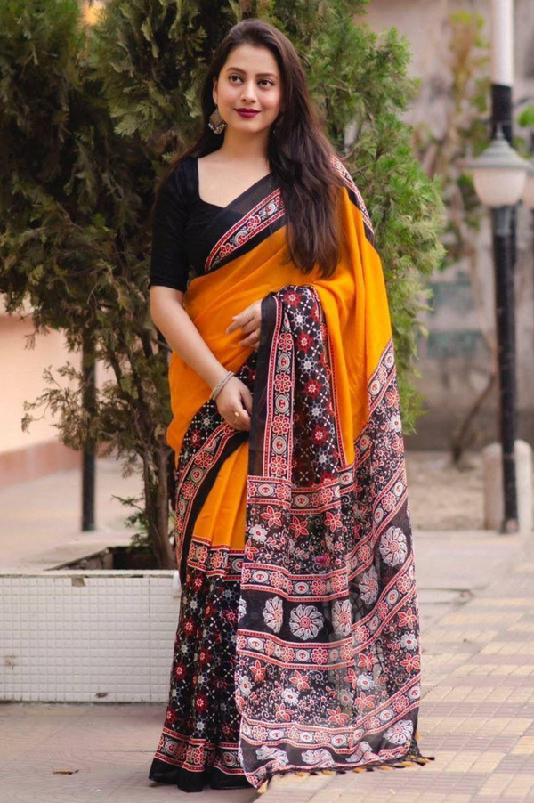 Soft Jute Silk Printed Saree