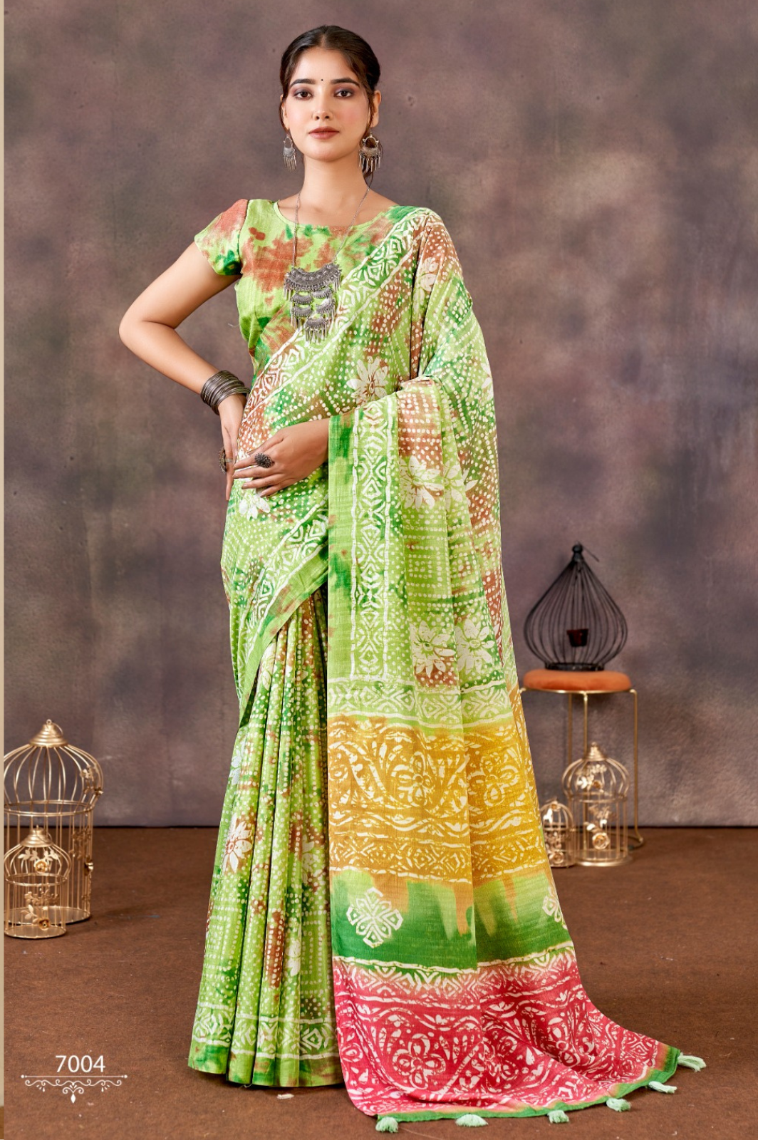 Soft Cotton Collam Patta Saree